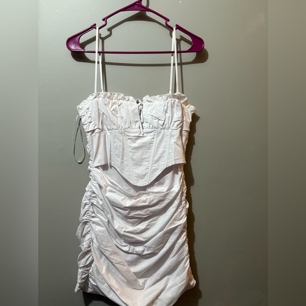 Princess Polly White Ruched Bustier Mini Dress